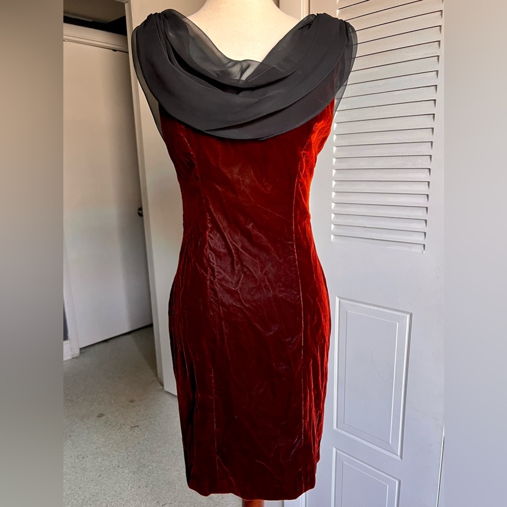 80s 90s Nite Scarlett Copper Velvet Dress